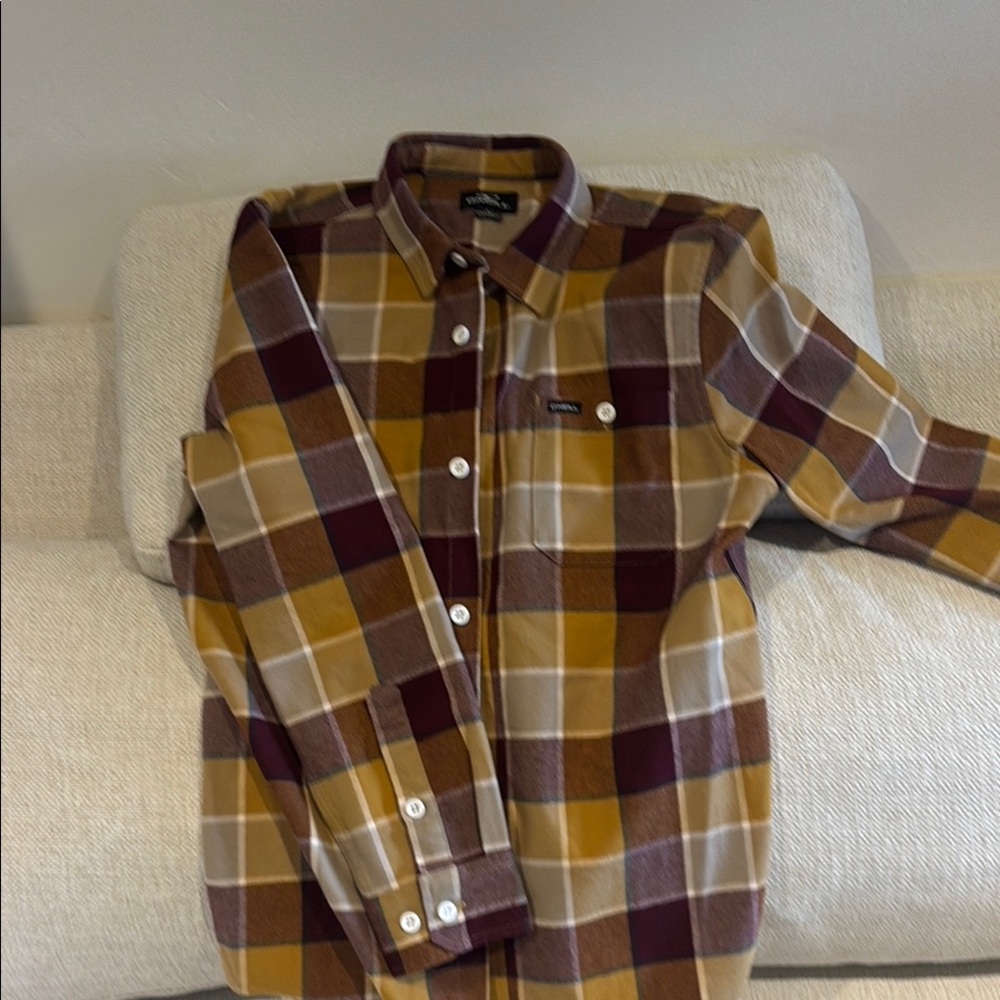 O'Neill Brown and Yellow Plaid Button Down Shirt